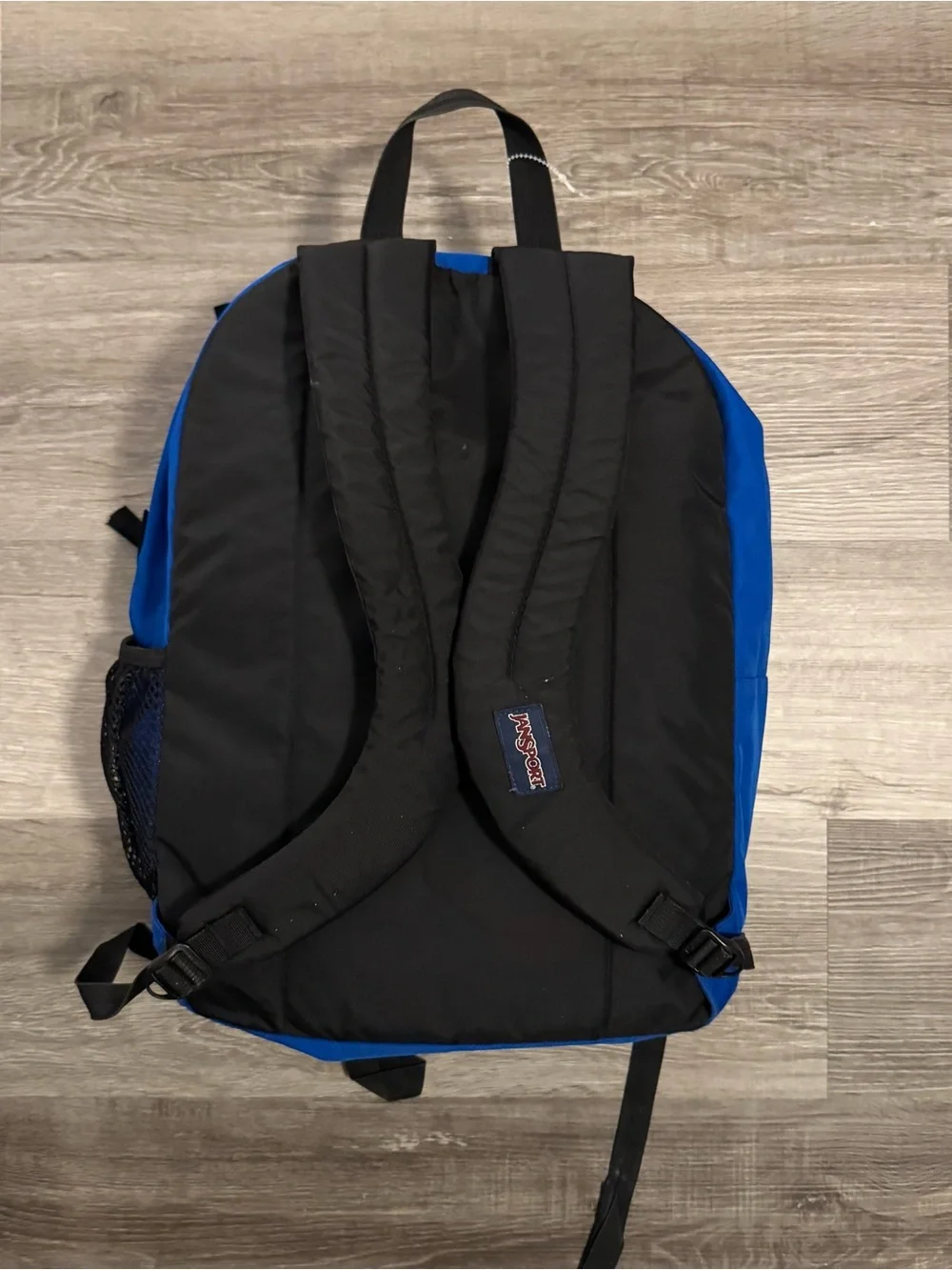 JanSport Large Blue/Black Zip Backpack Padded Adjustable Straps Front Pocket